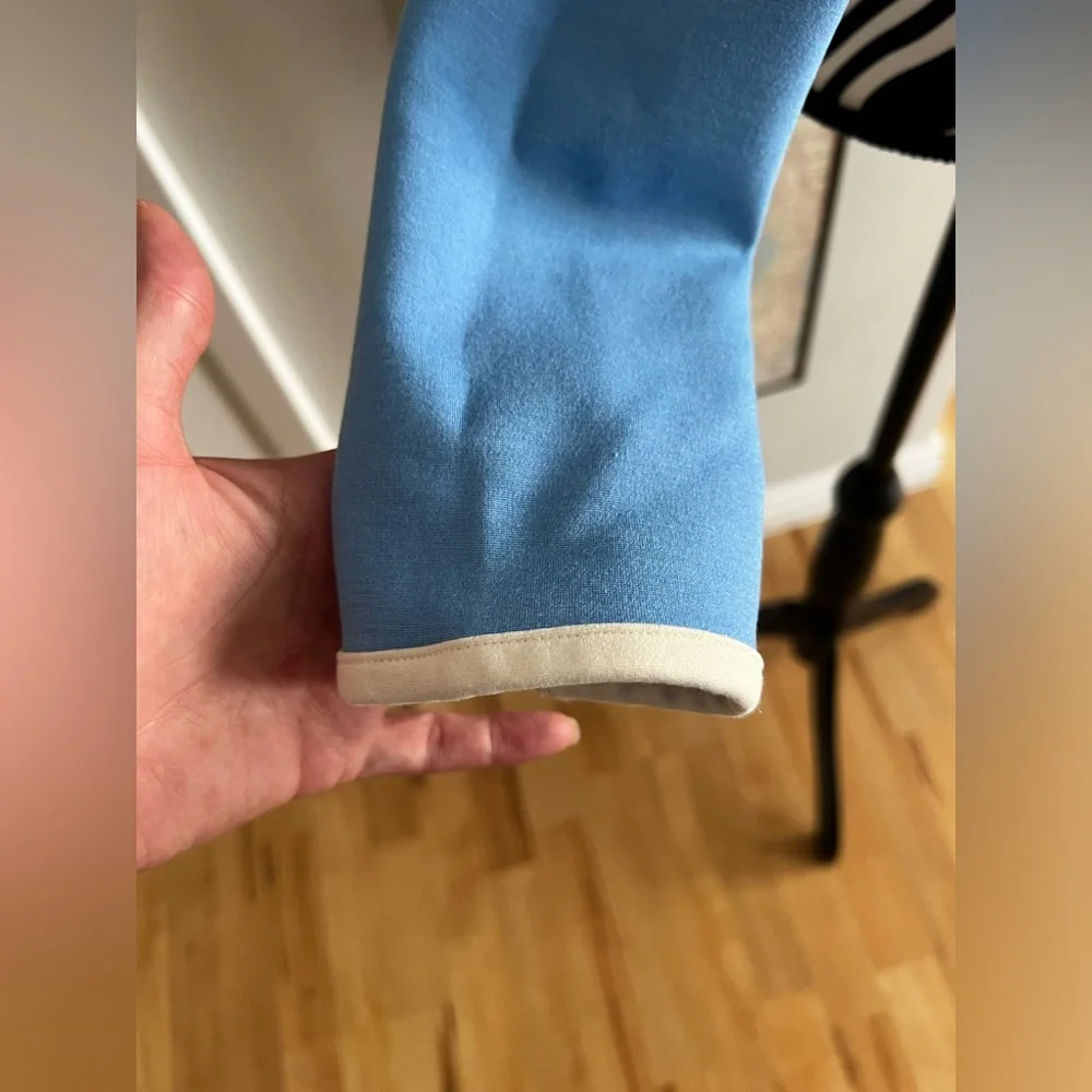 NWT STAUD Berry Long Sleeve Ponte Structured Crop Top in Sky/White - Picture 12 of 14